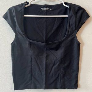 Abercrombie Square Neck Cropped Cap Sleeve Tee (S)